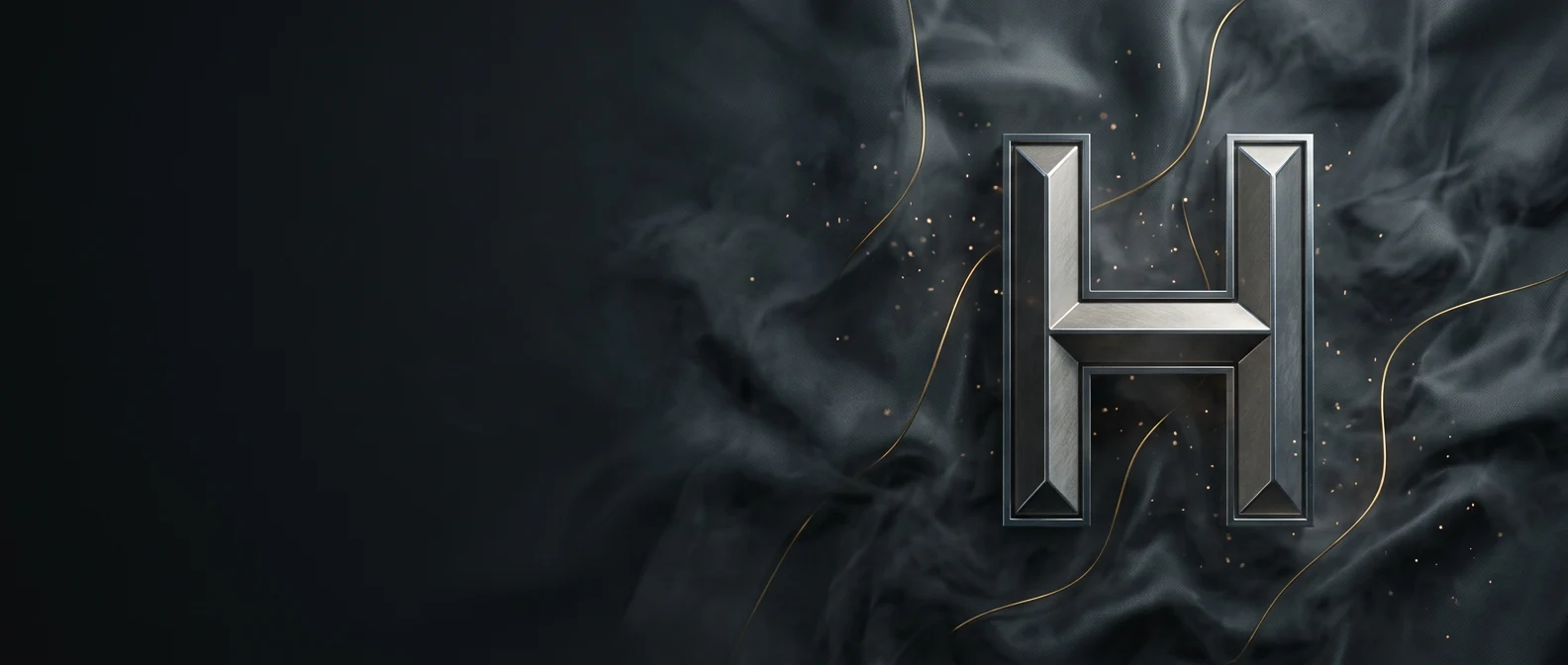 Heera Moga — sculpted pewter monogram on charcoal slate artwork